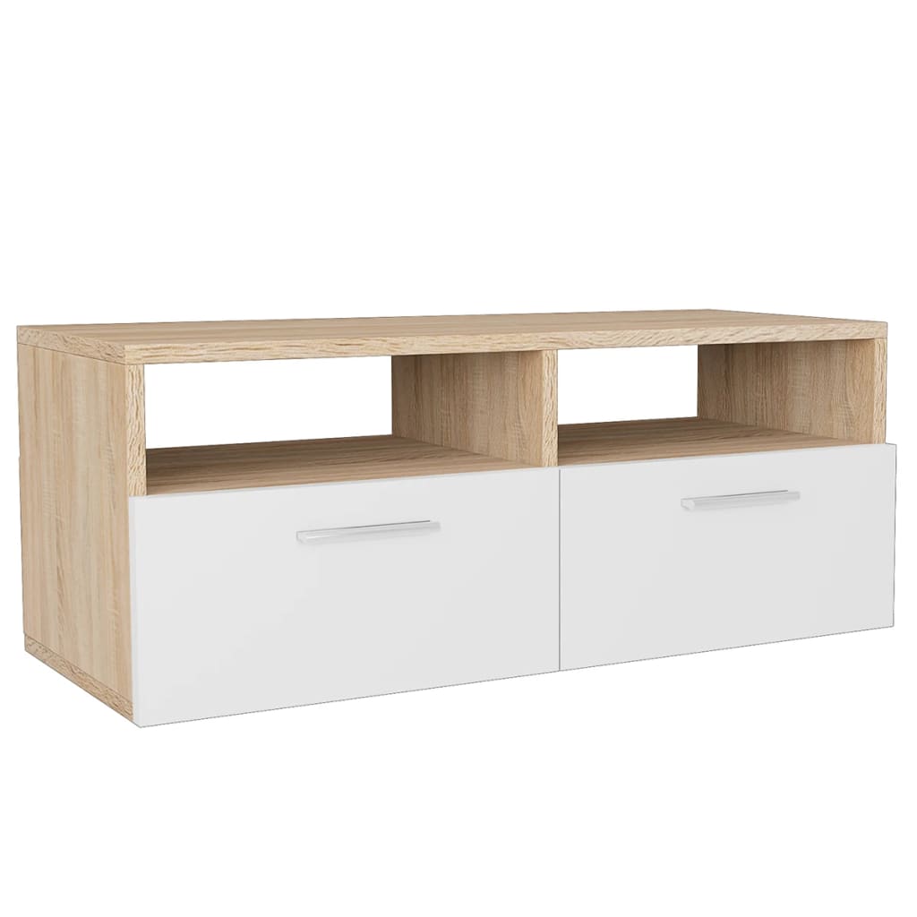 Tv-meubels 2 st 95x35x36 cm bewerkt hout eikenkleurig en wit is nu te koop bij PeponiXL, paradijselijk wonen!