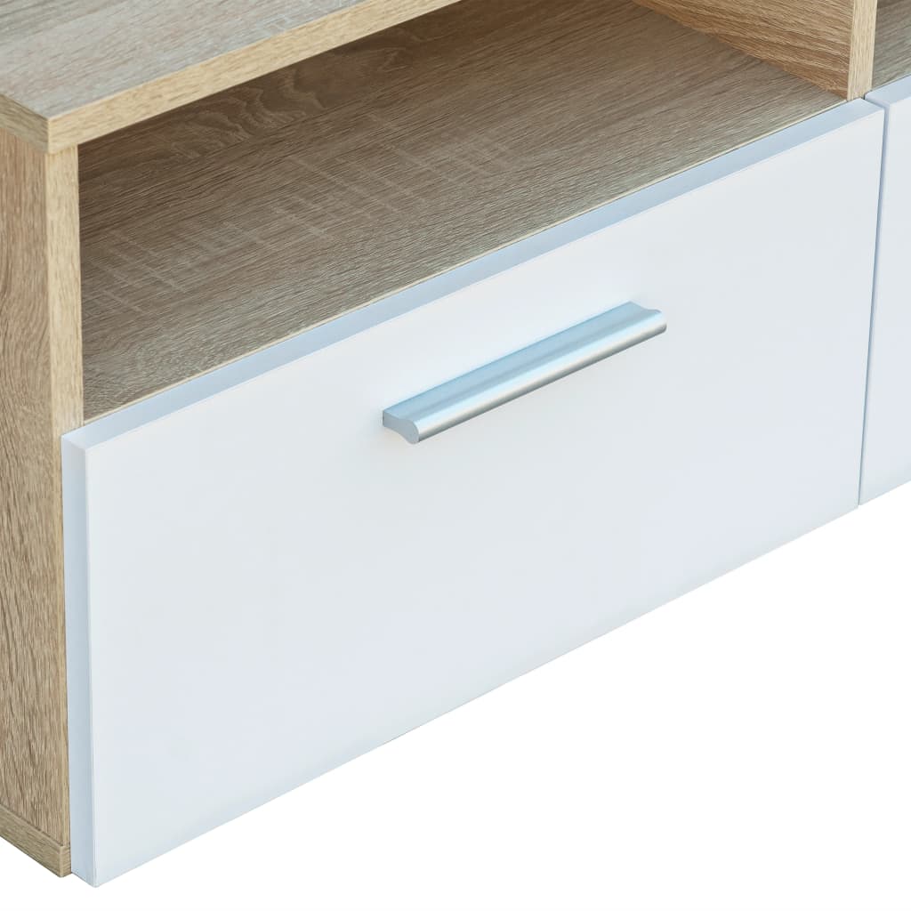 Tv-meubels 2 st 95x35x36 cm bewerkt hout eikenkleurig en wit is nu te koop bij PeponiXL, paradijselijk wonen!