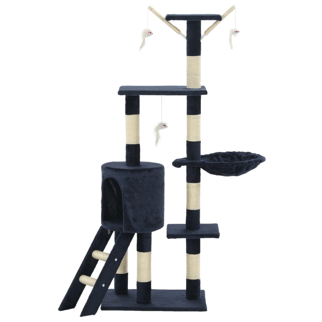 Kattenkrabpaal met sisal krabpalen 138 cm donkerblauw is nu te koop bij PeponiXL, paradijselijk wonen!