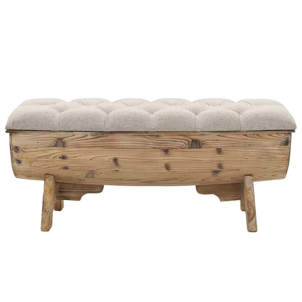 Opbergbankje 103x51x44 cm massief hout en stof is nu te koop bij PeponiXL, paradijselijk wonen!