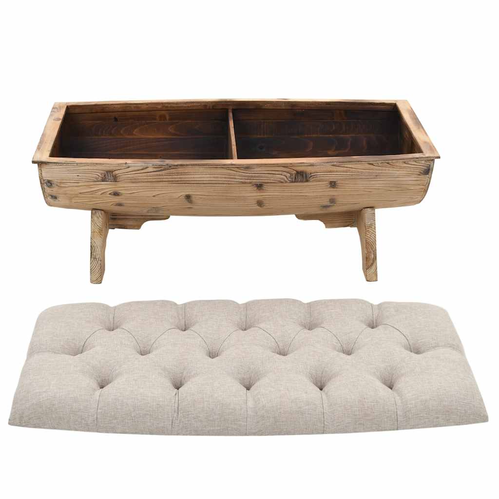Opbergbankje 103x51x44 cm massief hout en stof is nu te koop bij PeponiXL, paradijselijk wonen!
