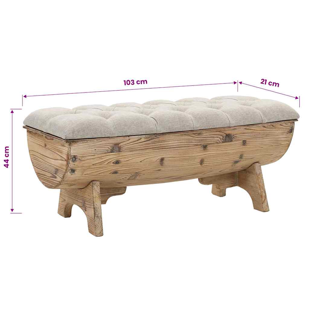 Opbergbankje 103x51x44 cm massief hout en stof is nu te koop bij PeponiXL, paradijselijk wonen!