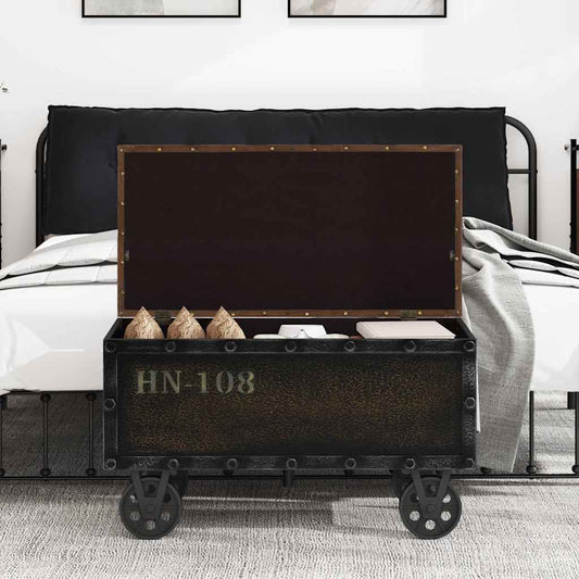 Opbergbankje 80,5x41x50 cm massief hout en kunstleer is nu te koop bij PeponiXL, paradijselijk wonen!