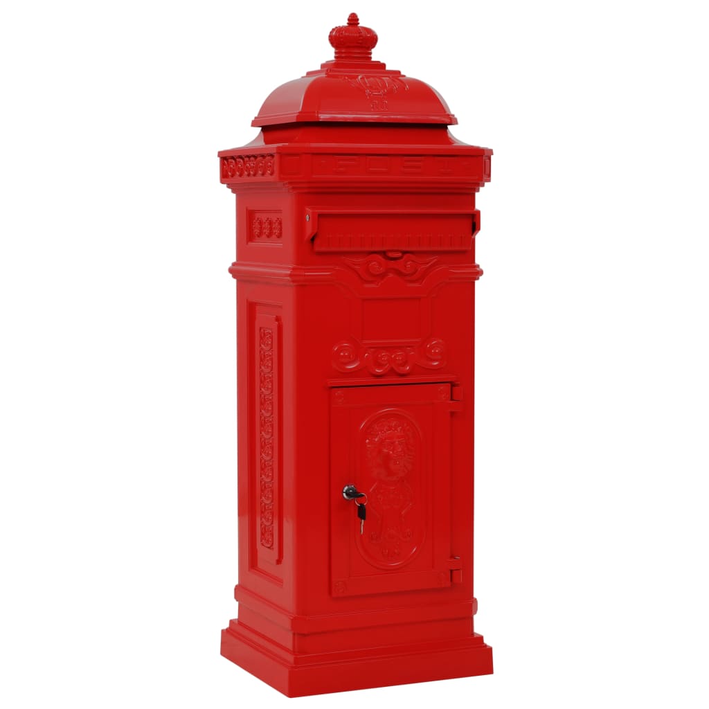 Pilaar brievenbus vintage stijl roestbestendig aluminium rood is nu te koop bij PeponiXL, paradijselijk wonen!