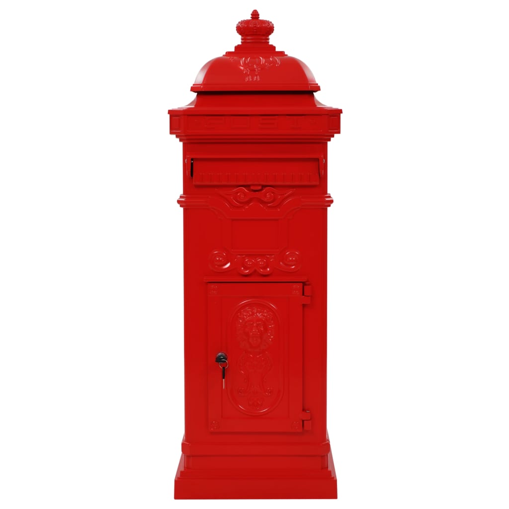 Pilaar brievenbus vintage stijl roestbestendig aluminium rood is nu te koop bij PeponiXL, paradijselijk wonen!