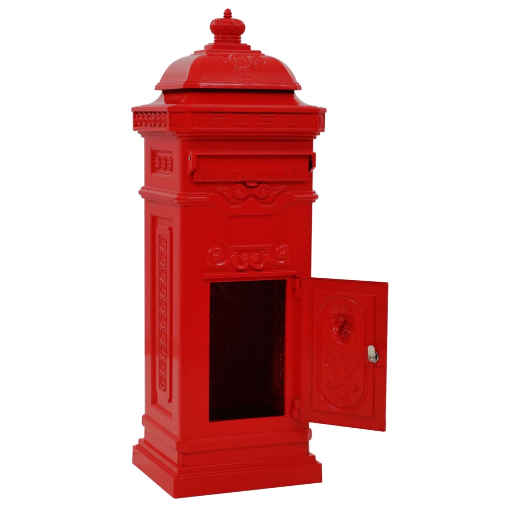 Pilaar brievenbus vintage stijl roestbestendig aluminium rood is nu te koop bij PeponiXL, paradijselijk wonen!