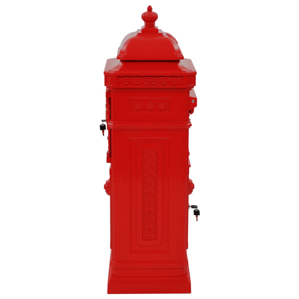 Pilaar brievenbus vintage stijl roestbestendig aluminium rood is nu te koop bij PeponiXL, paradijselijk wonen!