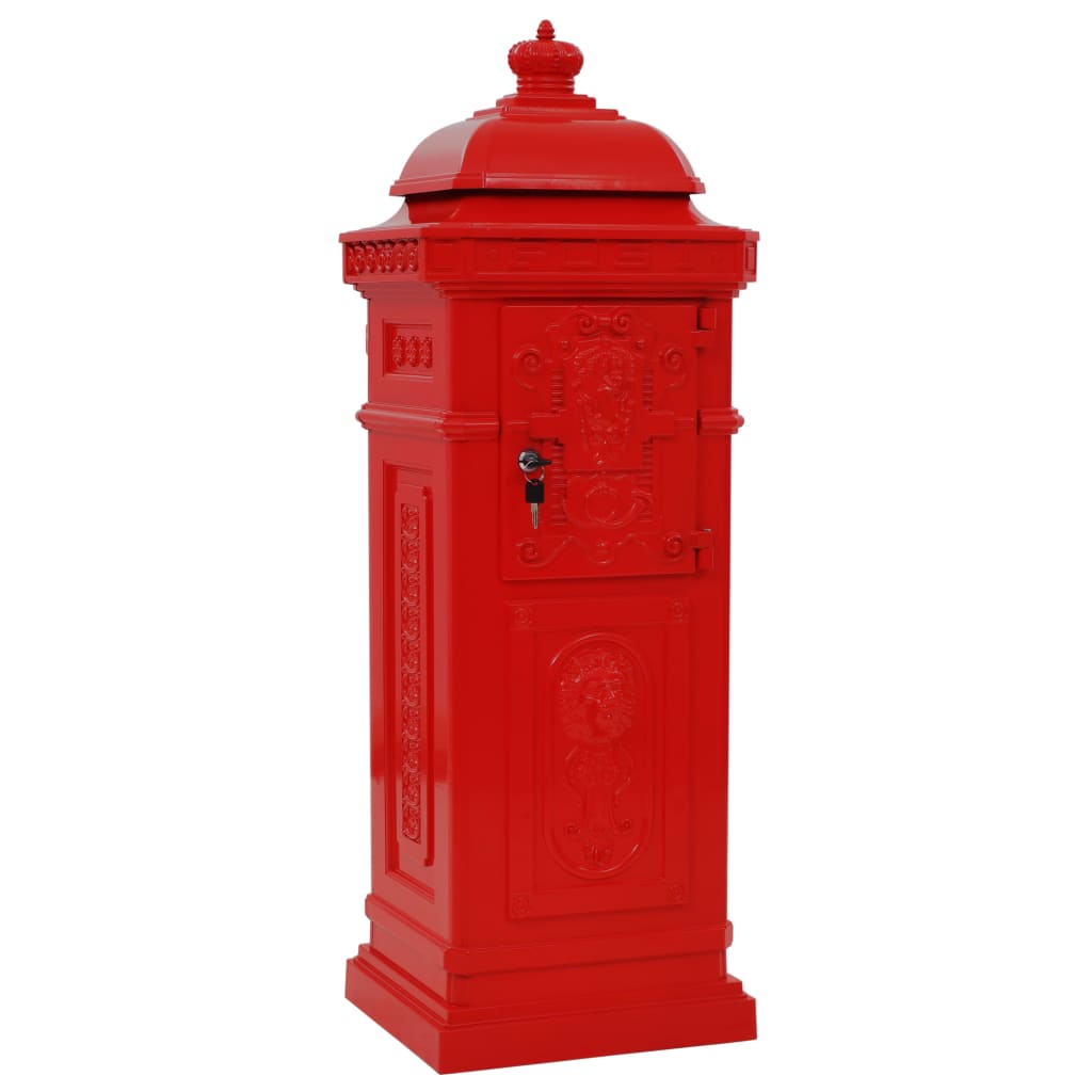 Pilaar brievenbus vintage stijl roestbestendig aluminium rood is nu te koop bij PeponiXL, paradijselijk wonen!