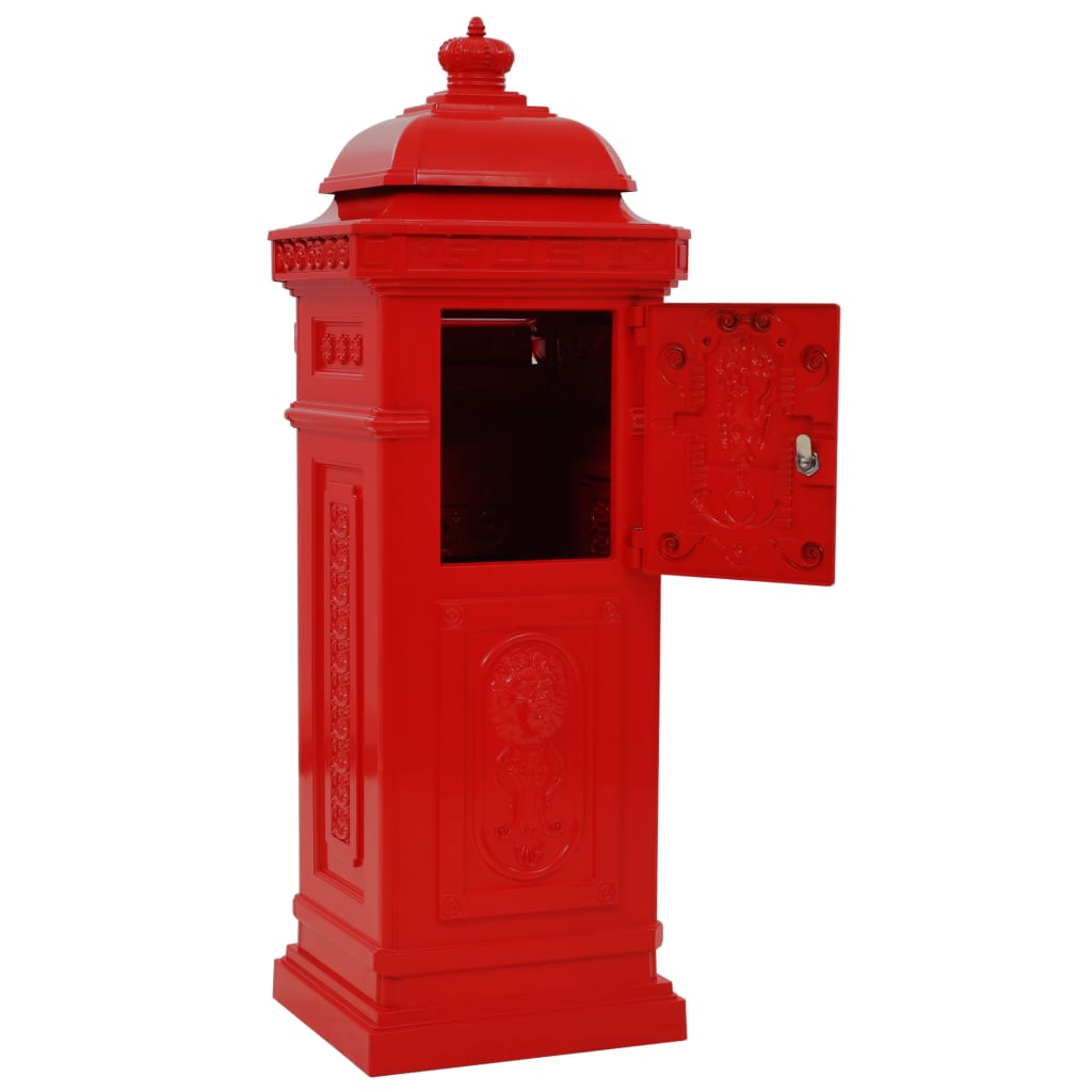 Pilaar brievenbus vintage stijl roestbestendig aluminium rood is nu te koop bij PeponiXL, paradijselijk wonen!