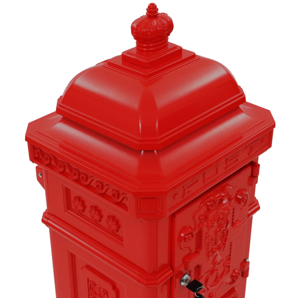 Pilaar brievenbus vintage stijl roestbestendig aluminium rood is nu te koop bij PeponiXL, paradijselijk wonen!