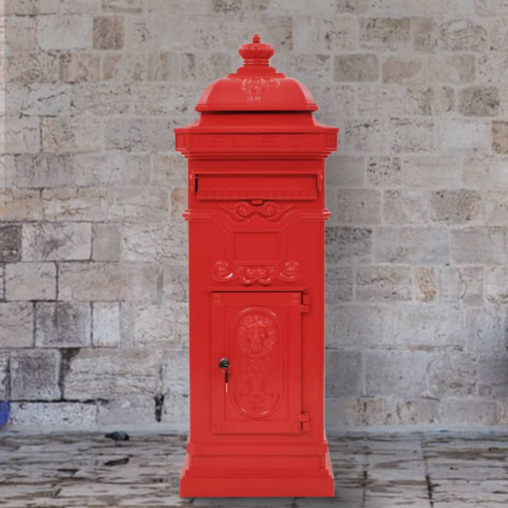 Pilaar brievenbus vintage stijl roestbestendig aluminium rood is nu te koop bij PeponiXL, paradijselijk wonen!