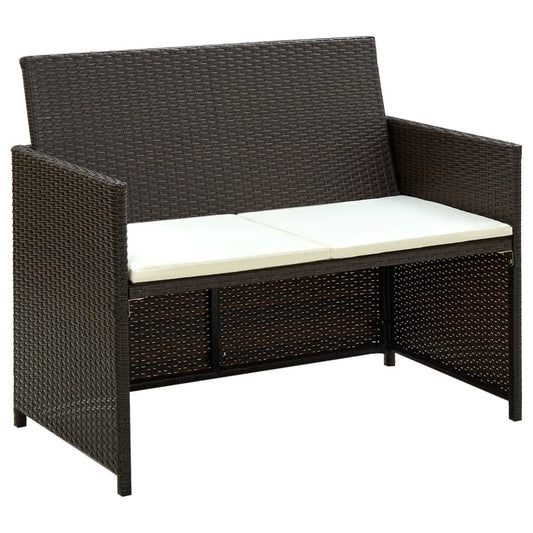 Tuinbank 2-zits met kussens poly rattan bruin is nu te koop bij PeponiXL, paradijselijk wonen!