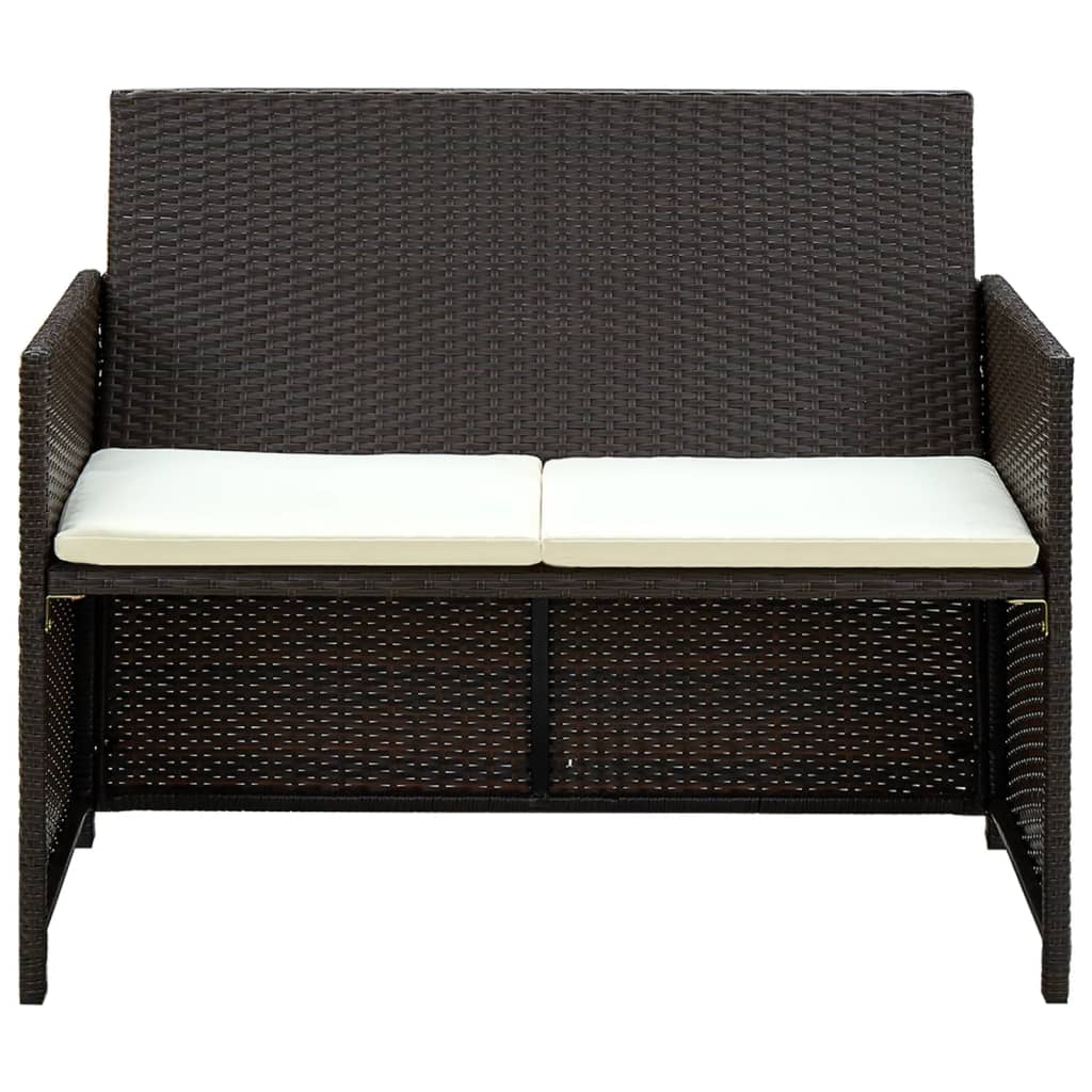 Tuinbank 2-zits met kussens poly rattan bruin is nu te koop bij PeponiXL, paradijselijk wonen!