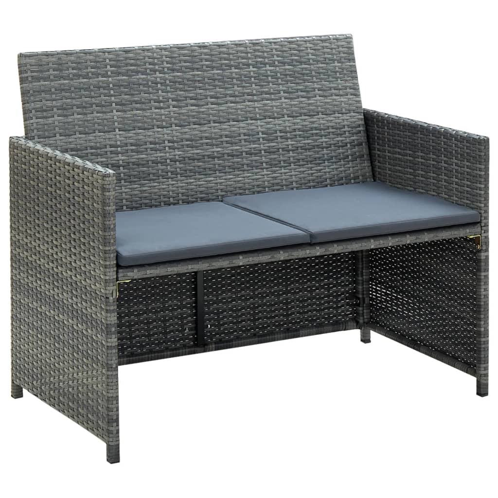 Tuinbank 2-zits met kussens poly rattan grijs is nu te koop bij PeponiXL, paradijselijk wonen!