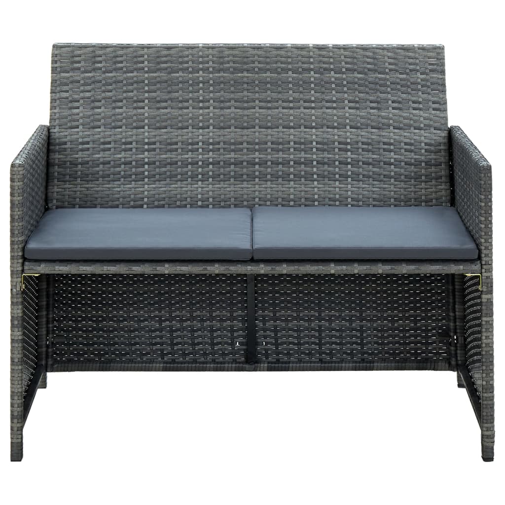 Tuinbank 2-zits met kussens poly rattan grijs is nu te koop bij PeponiXL, paradijselijk wonen!