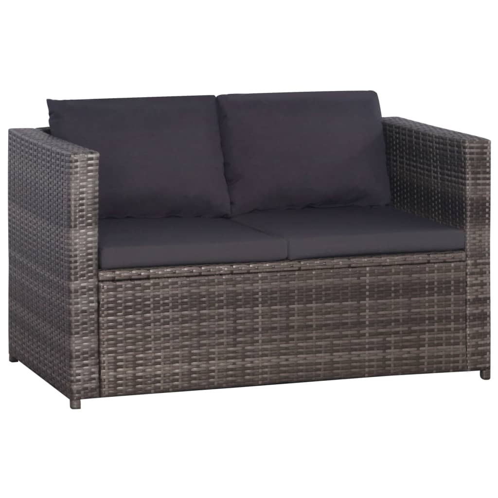 3-delige Bistroset met kussens poly rattan grijs is nu te koop bij PeponiXL, paradijselijk wonen!