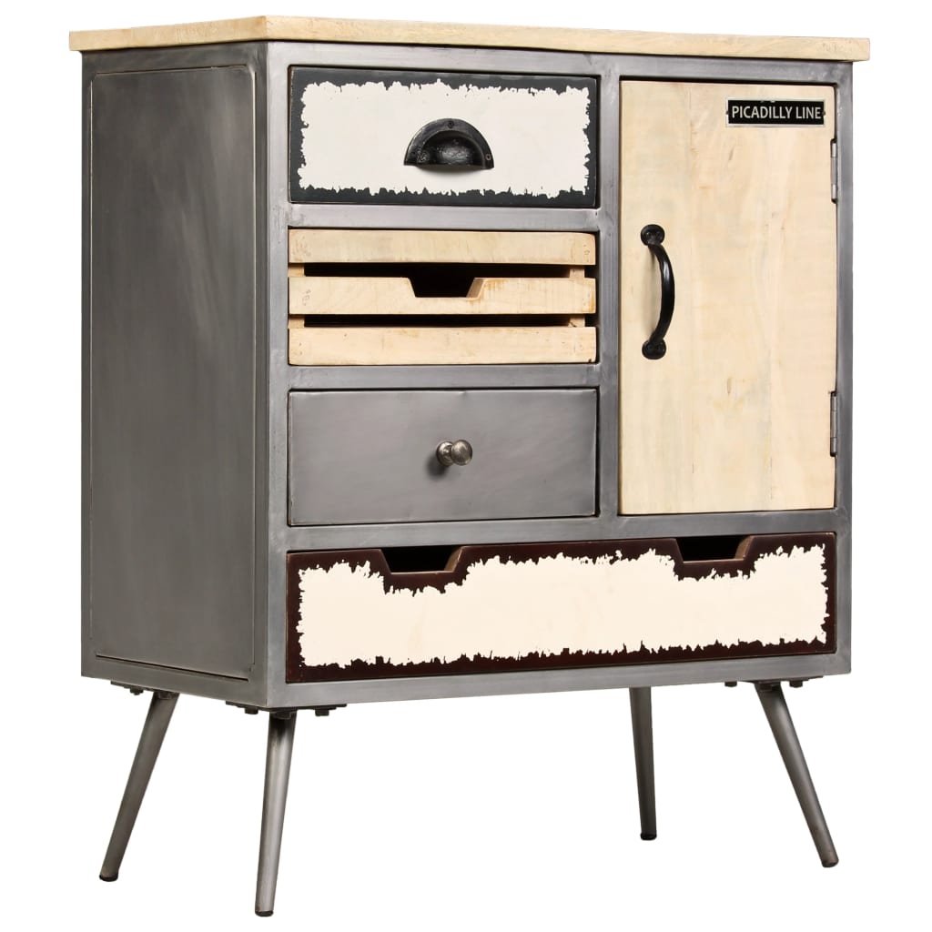 Dressoir 65x33x76 cm massief mangohout en staal is nu te koop bij PeponiXL, paradijselijk wonen!