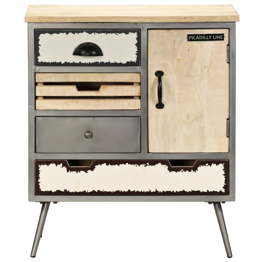 Dressoir 65x33x76 cm massief mangohout en staal is nu te koop bij PeponiXL, paradijselijk wonen!