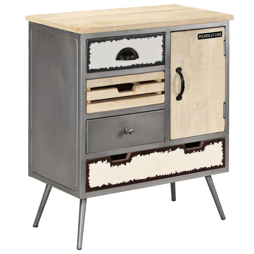 Dressoir 65x33x76 cm massief mangohout en staal is nu te koop bij PeponiXL, paradijselijk wonen!