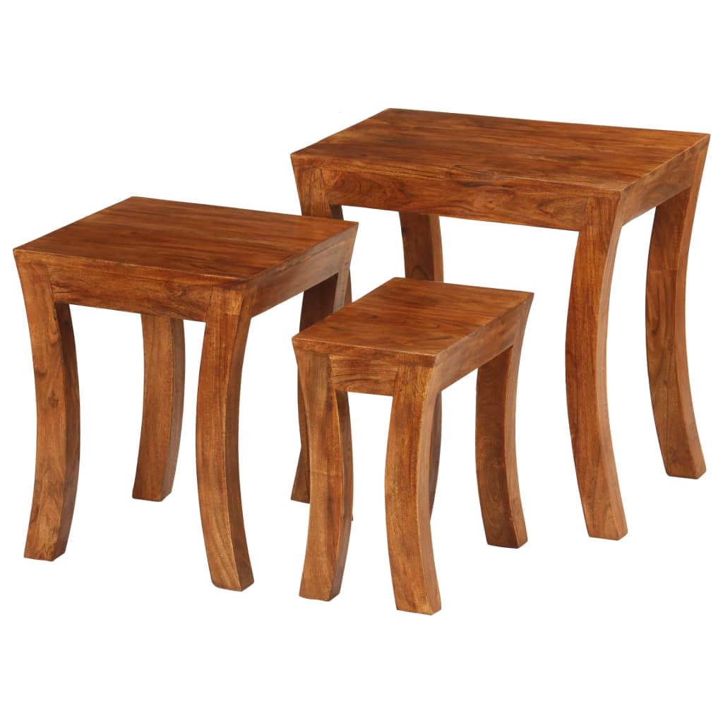 3-delige Tafeltjesset 50x35x50 cm massief acaciahout bruin is nu te koop bij PeponiXL, paradijselijk wonen!