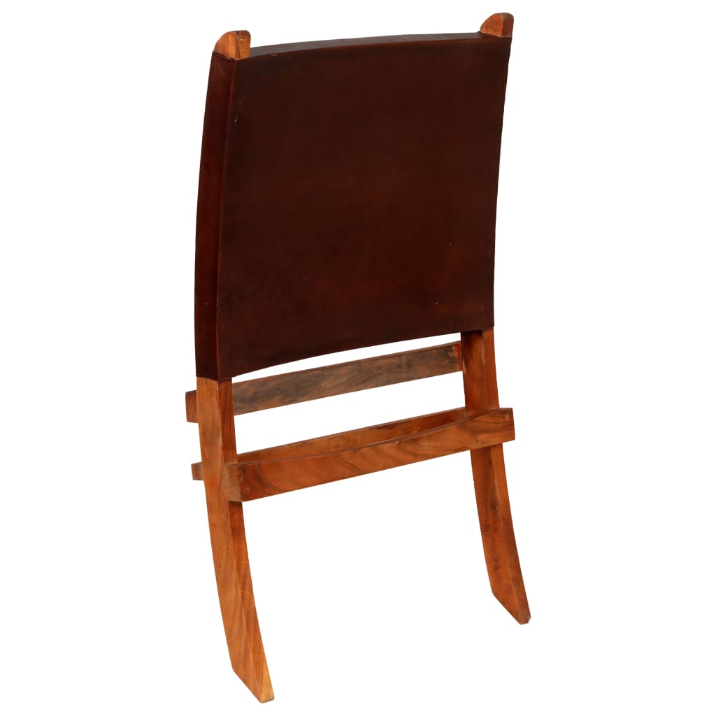 Relaxstoel inklapbaar echt leer bruin is nu te koop bij PeponiXL, paradijselijk wonen!