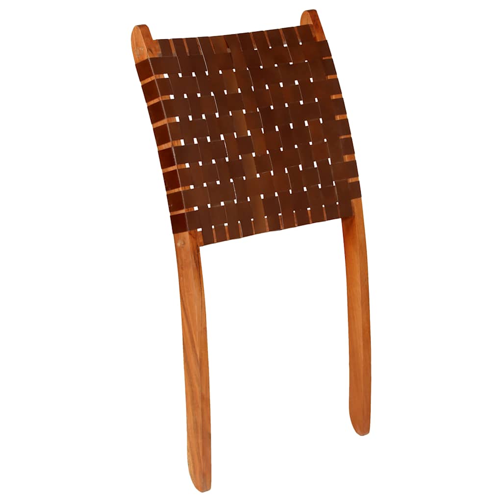 Klapstoel gekruiste strepen echt leer bruin is nu te koop bij PeponiXL, paradijselijk wonen!