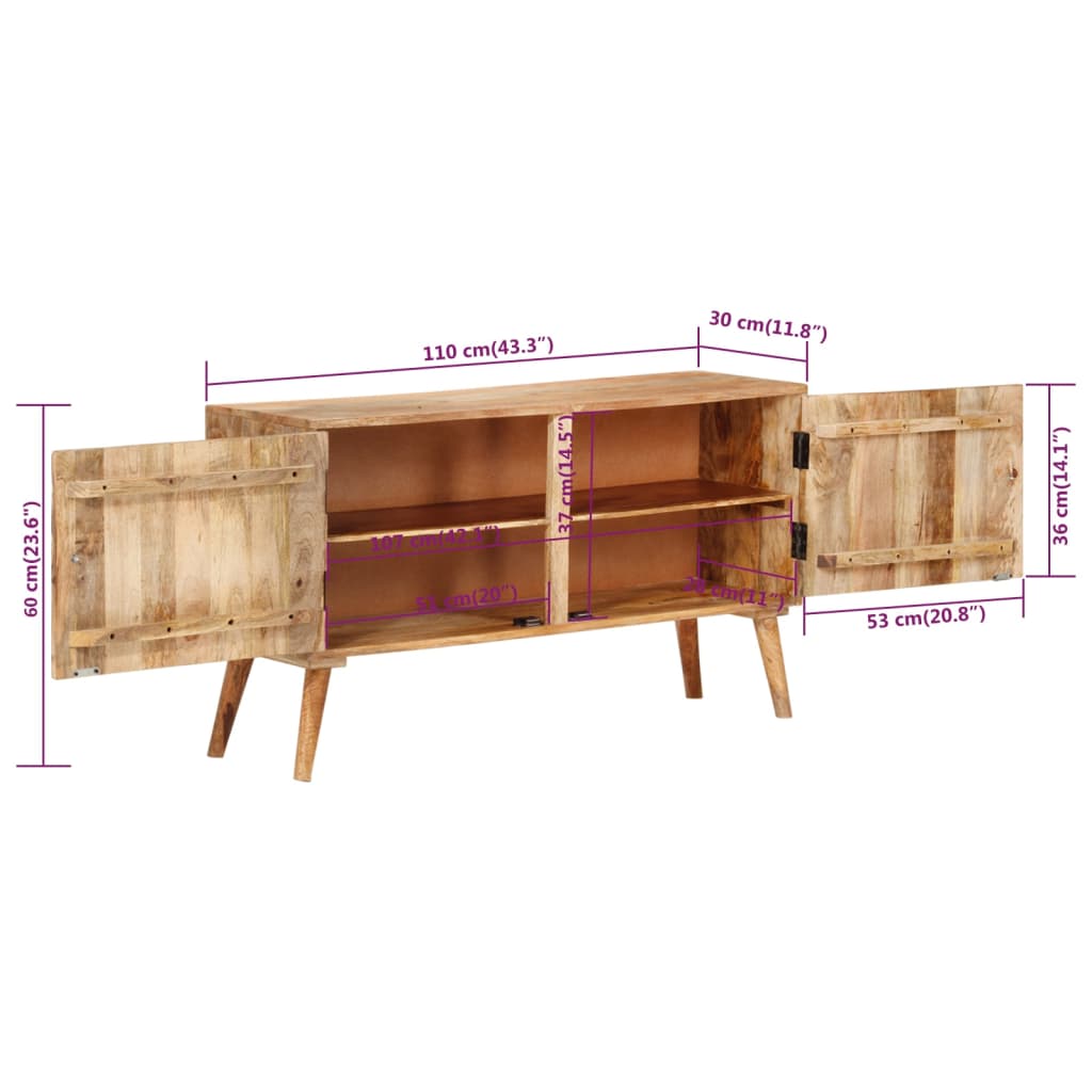 Dressoir 110x30x60 cm massief mangohout is nu te koop bij PeponiXL, paradijselijk wonen!
