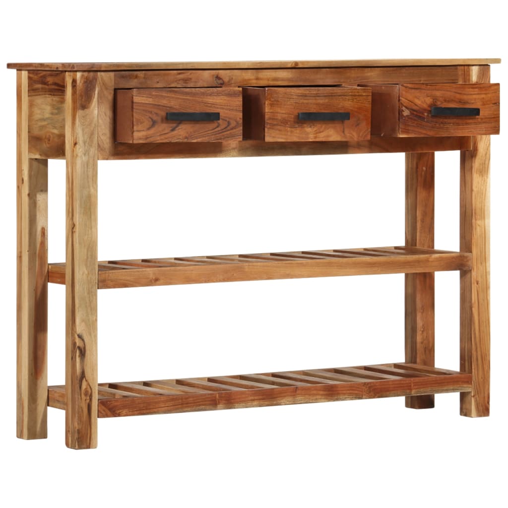 Dressoir met 3 lades 110x30x80 cm massief hout is nu te koop bij PeponiXL, paradijselijk wonen!