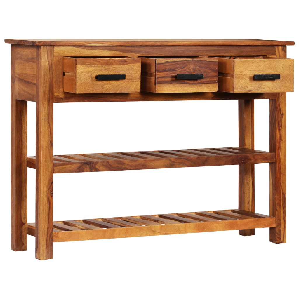 Dressoir met 3 lades 110x30x80 cm massief hout is nu te koop bij PeponiXL, paradijselijk wonen!