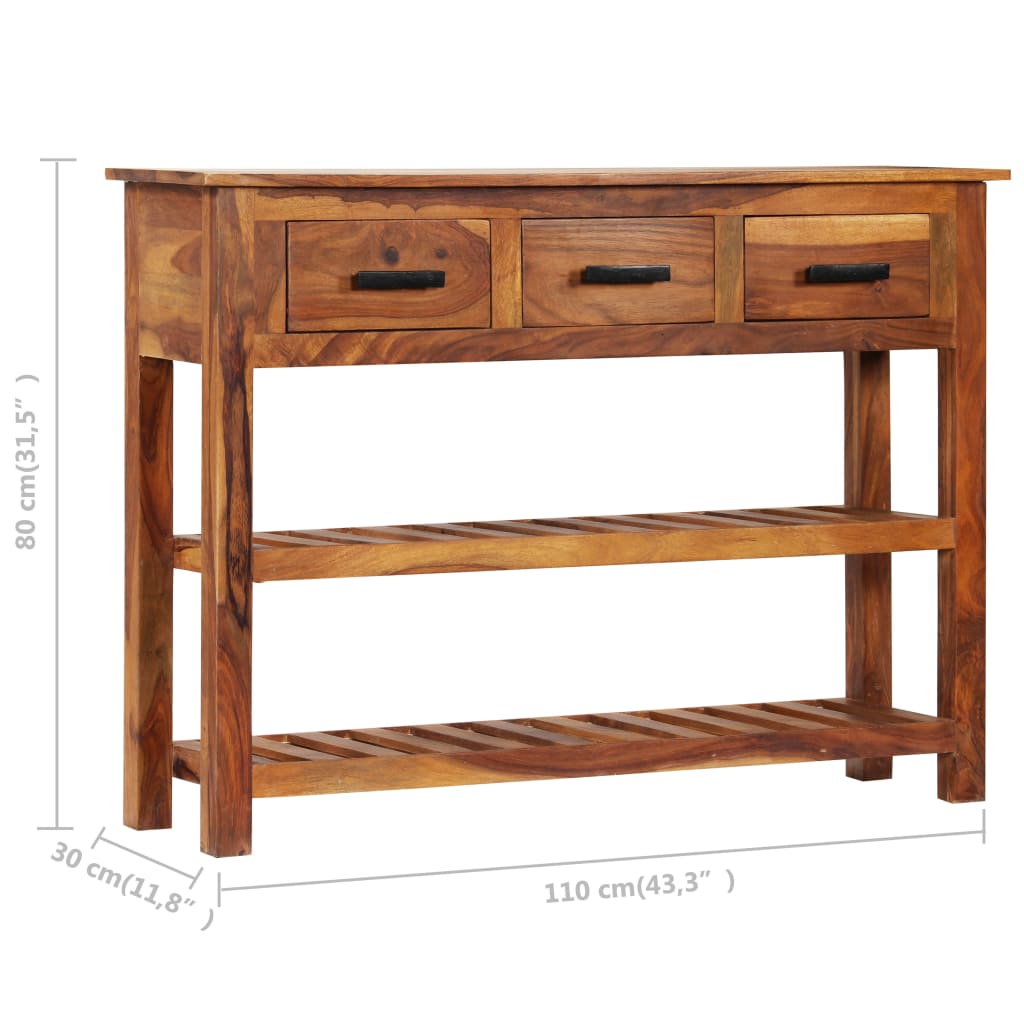 Dressoir met 3 lades 110x30x80 cm massief hout is nu te koop bij PeponiXL, paradijselijk wonen!