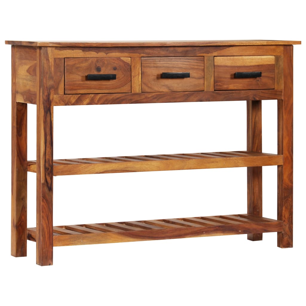 Dressoir met 3 lades 110x30x80 cm massief hout is nu te koop bij PeponiXL, paradijselijk wonen!