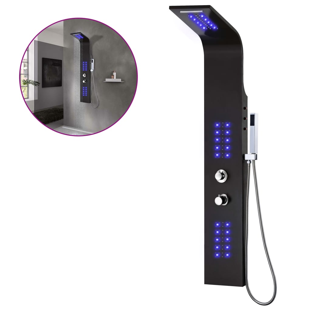 Douchepaneel 20x44x130 cm aluminium zwart is nu te koop bij PeponiXL, paradijselijk wonen!