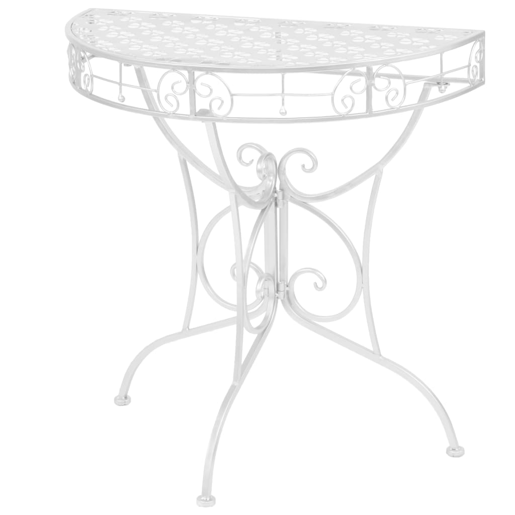Bijzettafel vintage stijl half rond 72x36x74 cm metaal zilver is nu te koop bij PeponiXL, paradijselijk wonen!