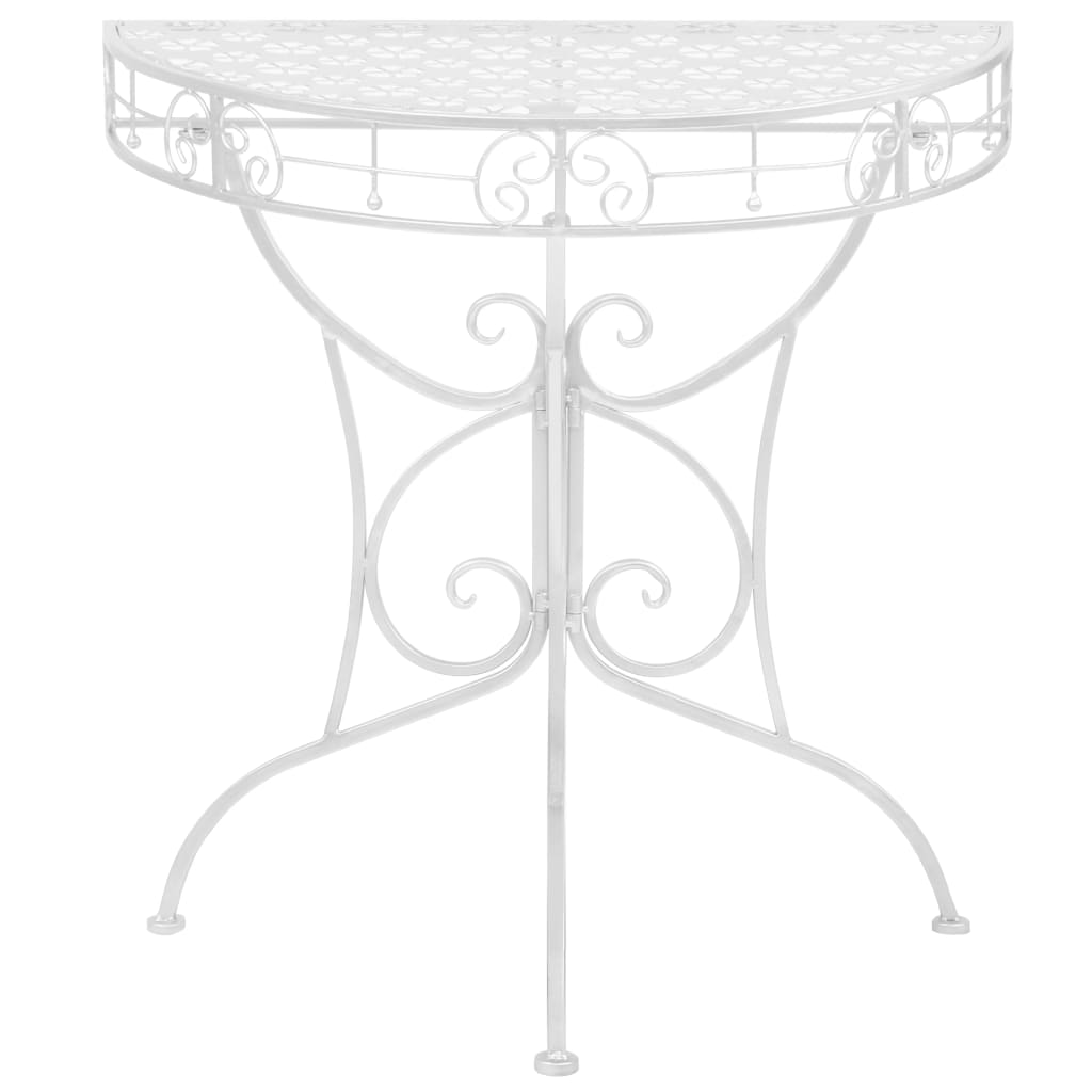 Bijzettafel vintage stijl half rond 72x36x74 cm metaal zilver is nu te koop bij PeponiXL, paradijselijk wonen!