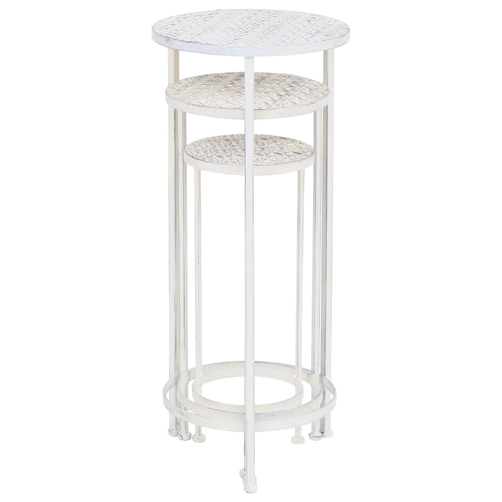 3-delige Plantenstandaardset vintage stijl metaal antiekwit is nu te koop bij PeponiXL, paradijselijk wonen!