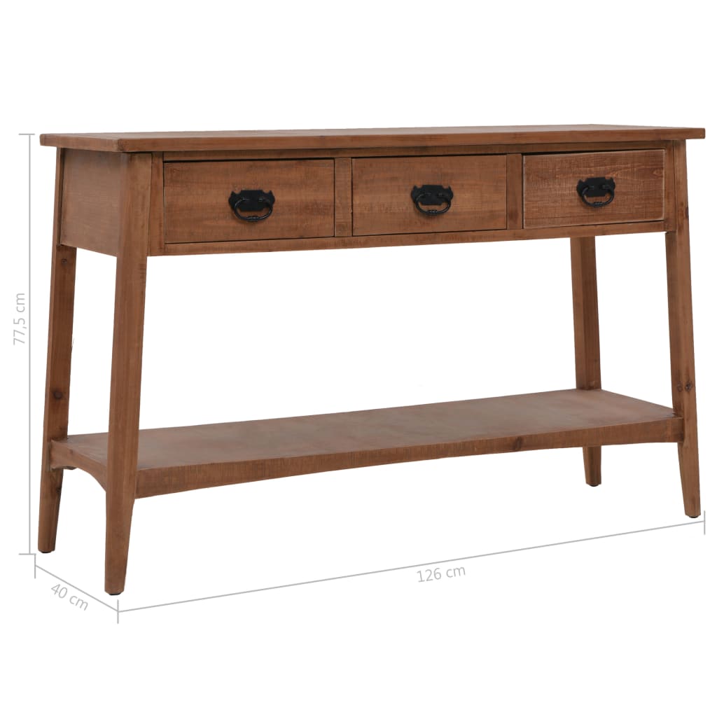 Wandtafel 126x40x77,5 cm massief vurenhout bruin is nu te koop bij PeponiXL, paradijselijk wonen!