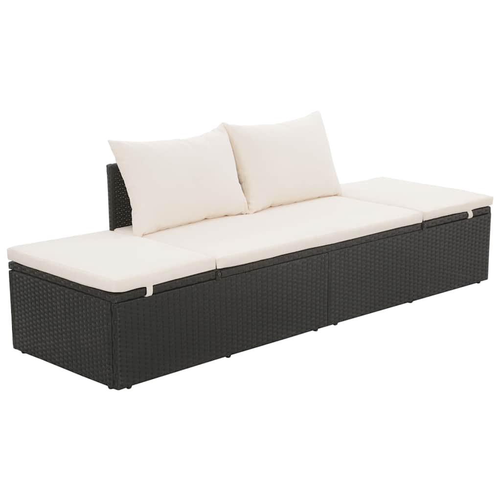 Tuinbed 195x60 cm poly rattan zwart is nu te koop bij PeponiXL, paradijselijk wonen!