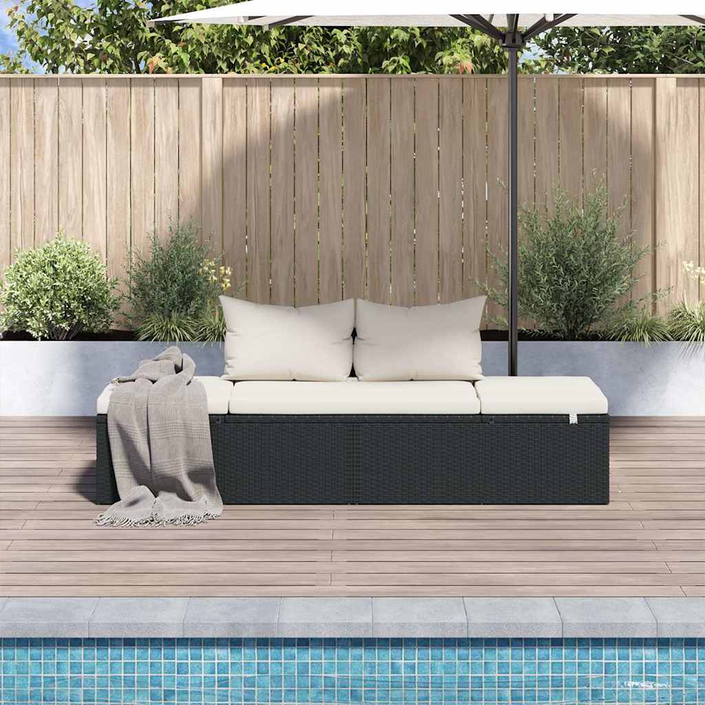 Tuinbed 195x60 cm poly rattan zwart is nu te koop bij PeponiXL, paradijselijk wonen!