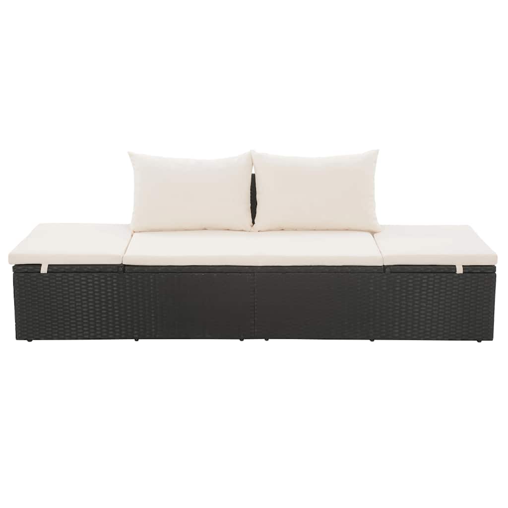 Tuinbed 195x60 cm poly rattan zwart is nu te koop bij PeponiXL, paradijselijk wonen!