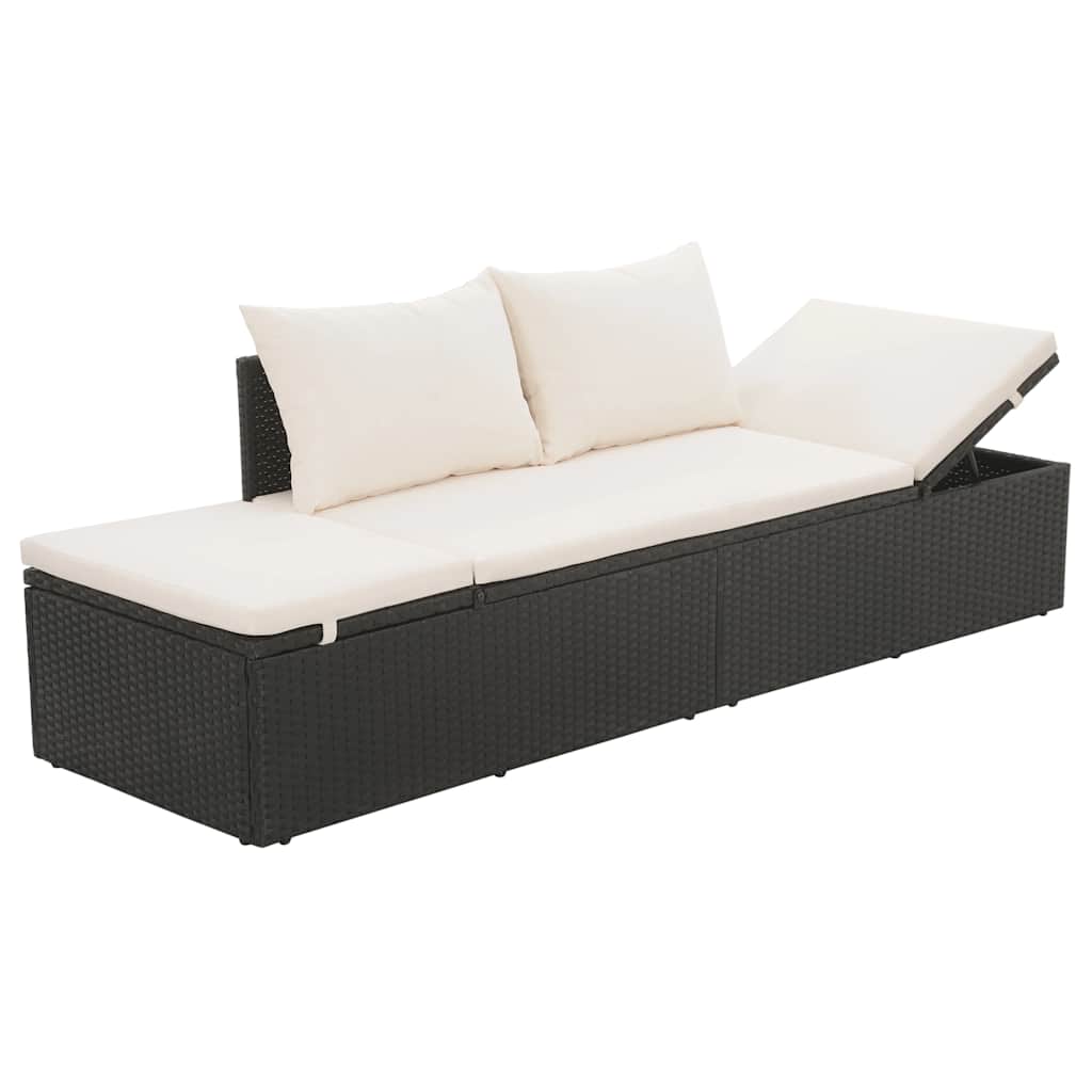 Tuinbed 195x60 cm poly rattan zwart is nu te koop bij PeponiXL, paradijselijk wonen!