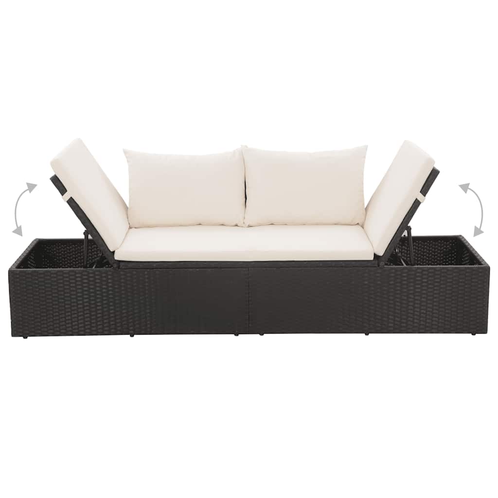 Tuinbed 195x60 cm poly rattan zwart is nu te koop bij PeponiXL, paradijselijk wonen!