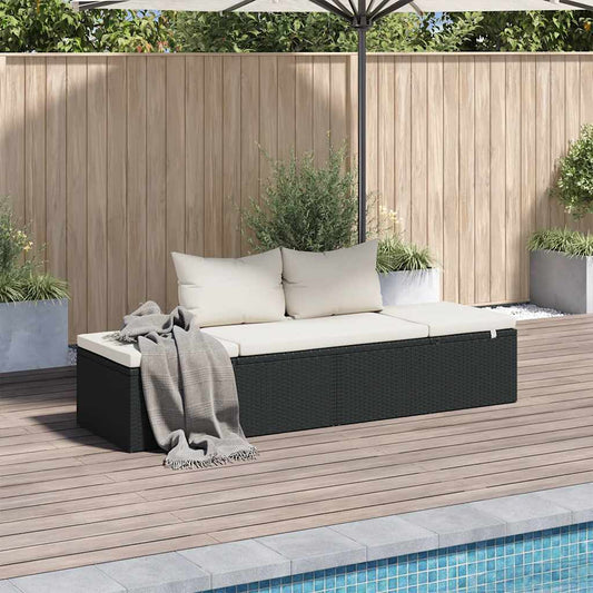 Tuinbed 195x60 cm poly rattan zwart is nu te koop bij PeponiXL, paradijselijk wonen!