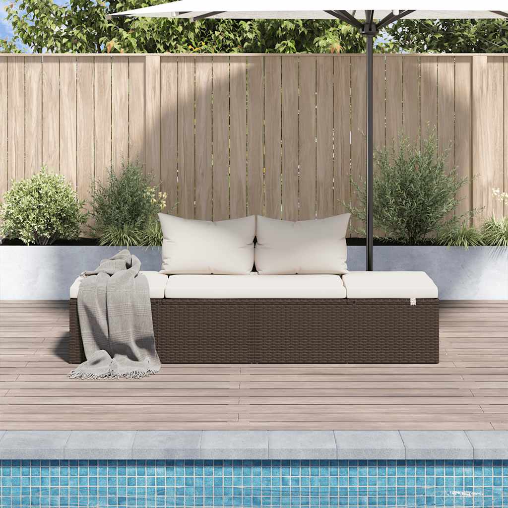Tuinbed 195x60 cm poly rattan bruin is nu te koop bij PeponiXL, paradijselijk wonen!