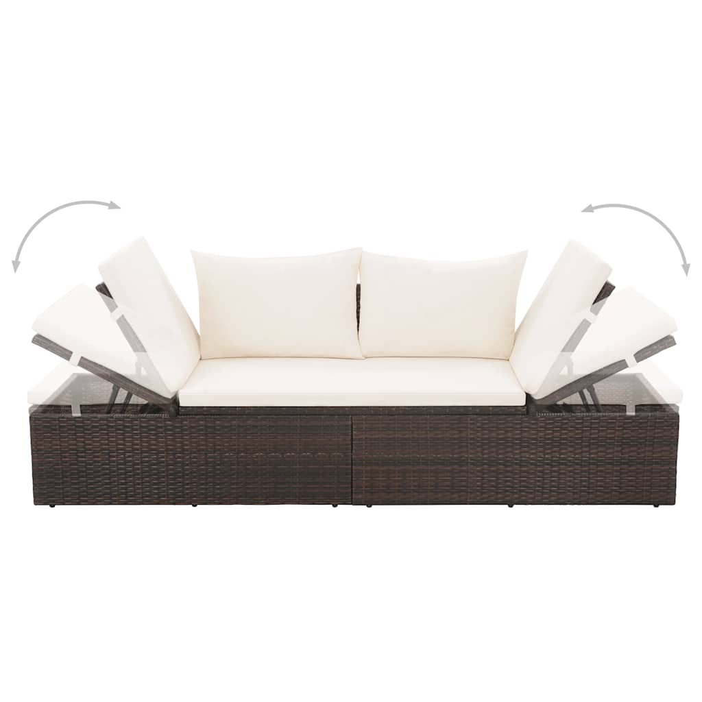 Tuinbed 195x60 cm poly rattan bruin is nu te koop bij PeponiXL, paradijselijk wonen!