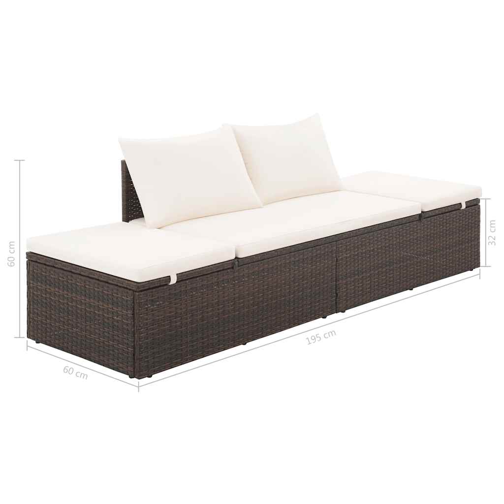 Tuinbed 195x60 cm poly rattan bruin is nu te koop bij PeponiXL, paradijselijk wonen!