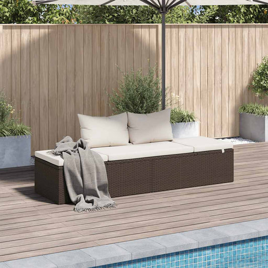 Tuinbed 195x60 cm poly rattan bruin is nu te koop bij PeponiXL, paradijselijk wonen!