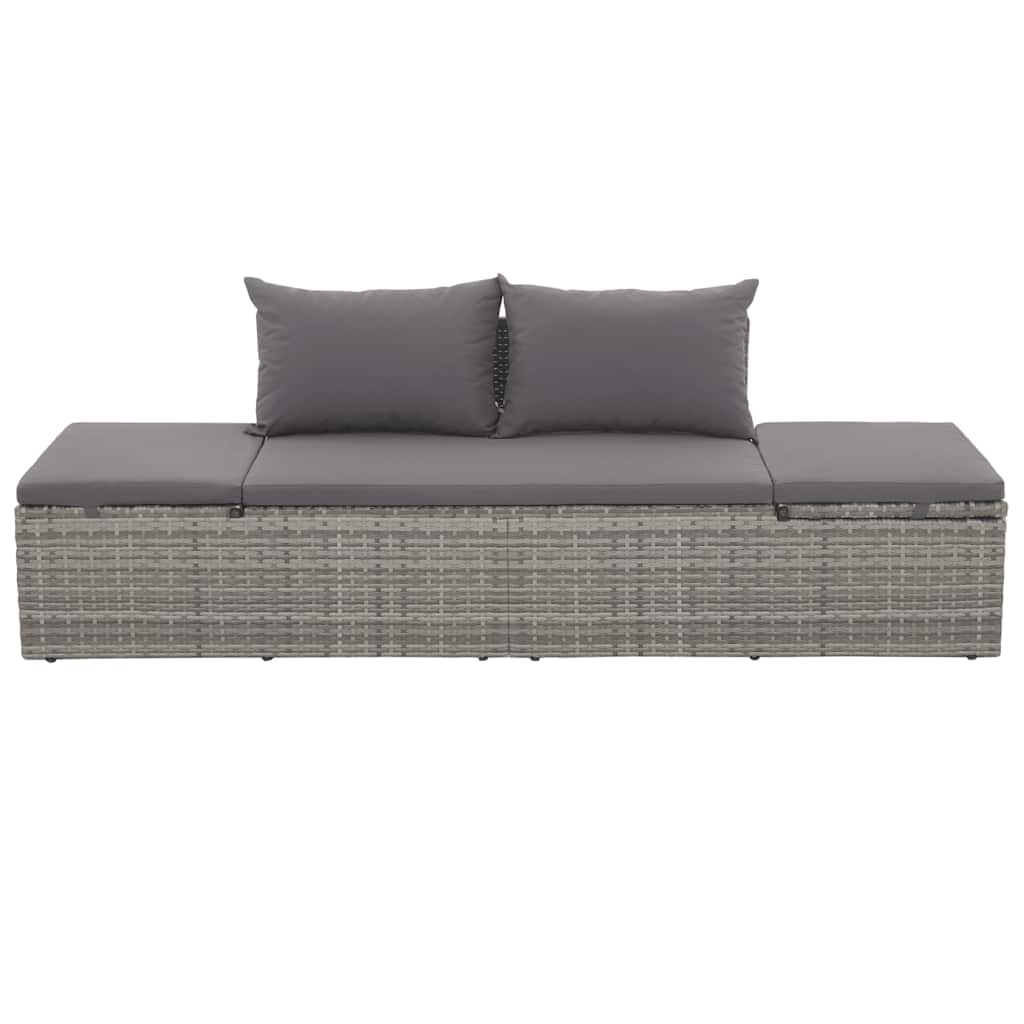 Tuinbed 195x60 cm poly rattan grijs is nu te koop bij PeponiXL, paradijselijk wonen!