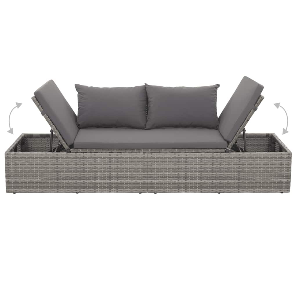 Tuinbed 195x60 cm poly rattan grijs is nu te koop bij PeponiXL, paradijselijk wonen!