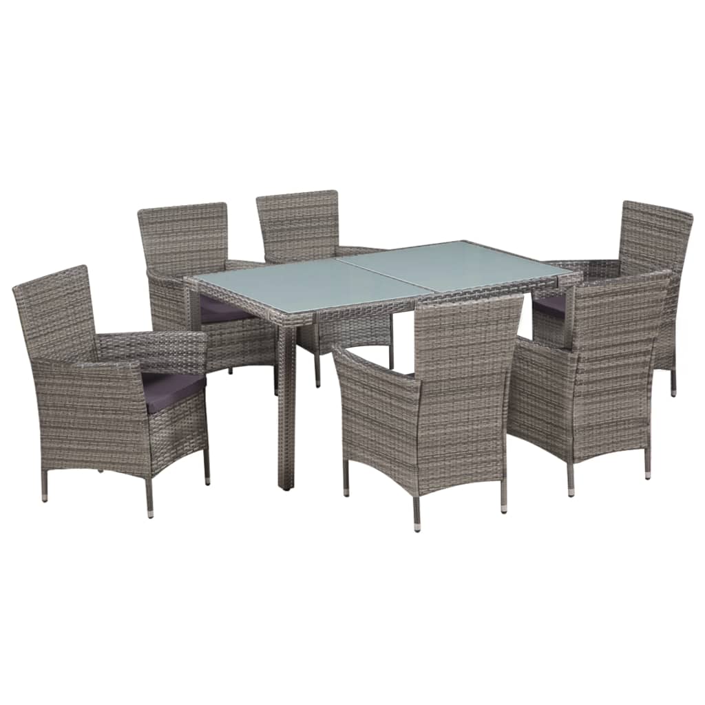 7-delige Tuinset met kussens poly rattan grijs is nu te koop bij PeponiXL, paradijselijk wonen!