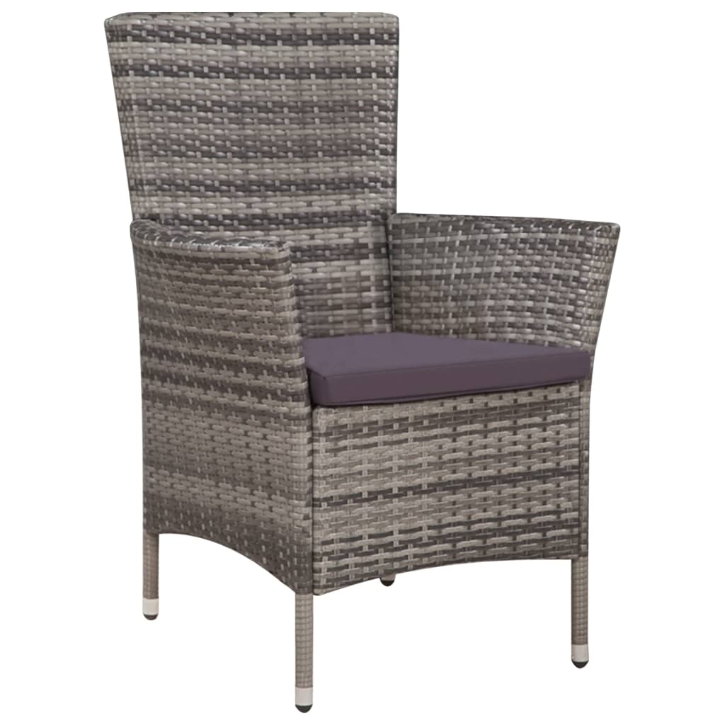 5-delige Tuinset met kussens poly rattan grijs